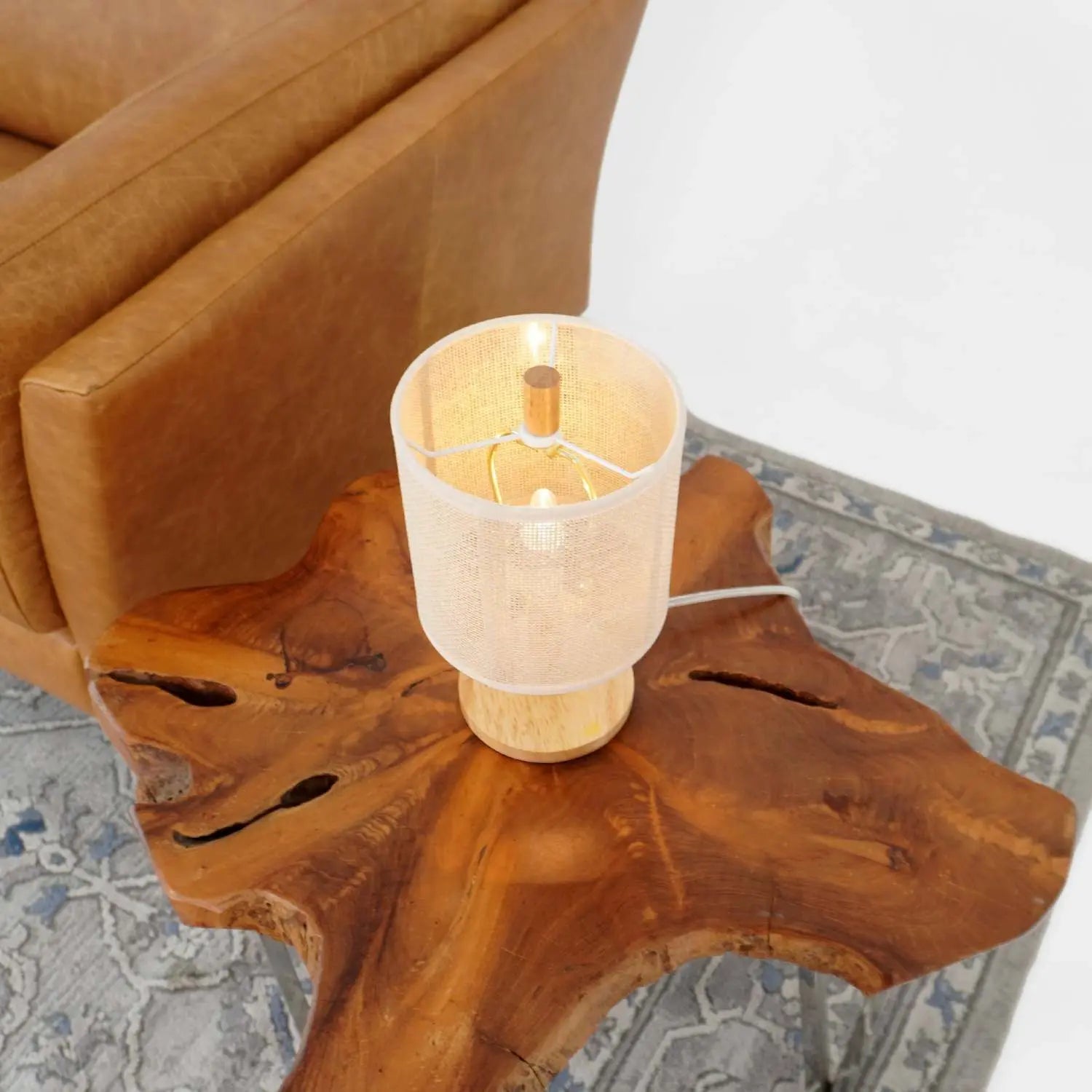 Opeloak Scandinavian Natural Oak Wood Table Lamp