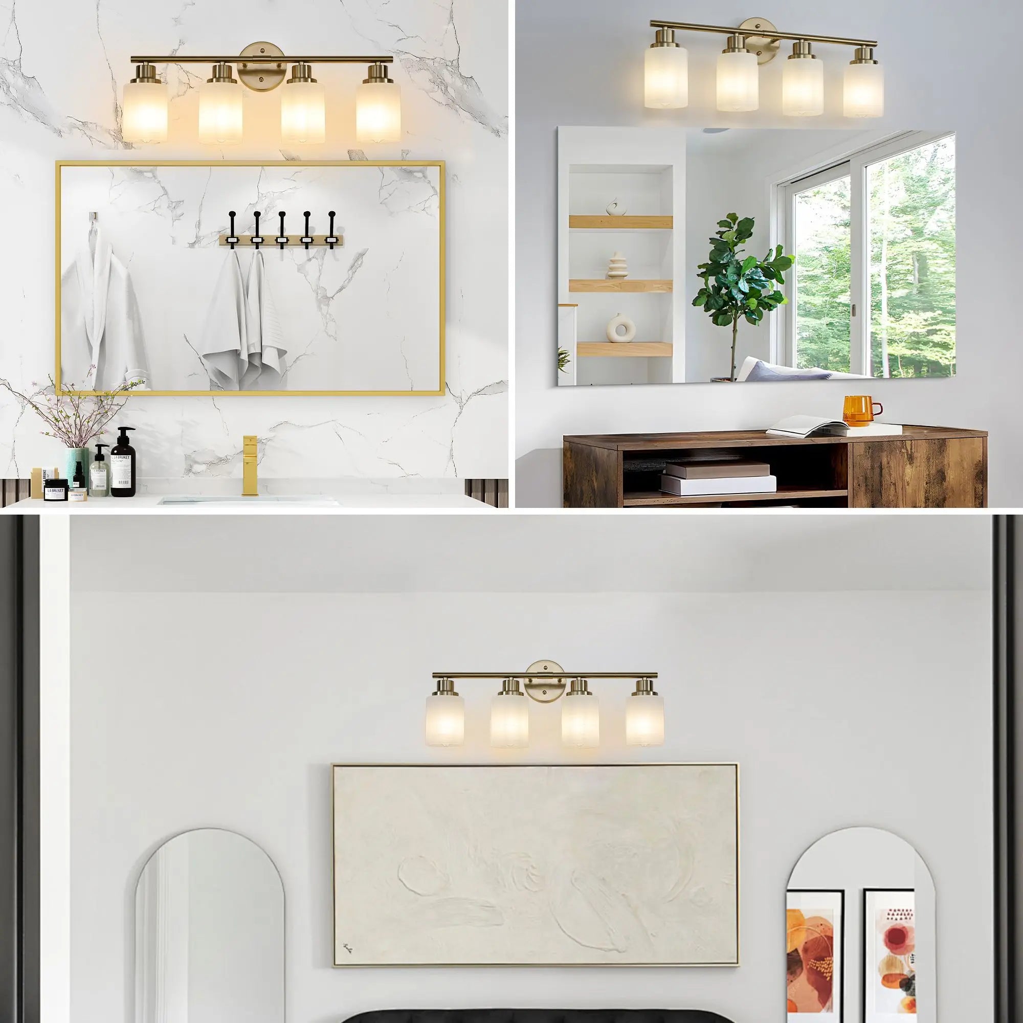4-Light Modern Golden Vanity Sconce | 24" Bathroom Wall Light