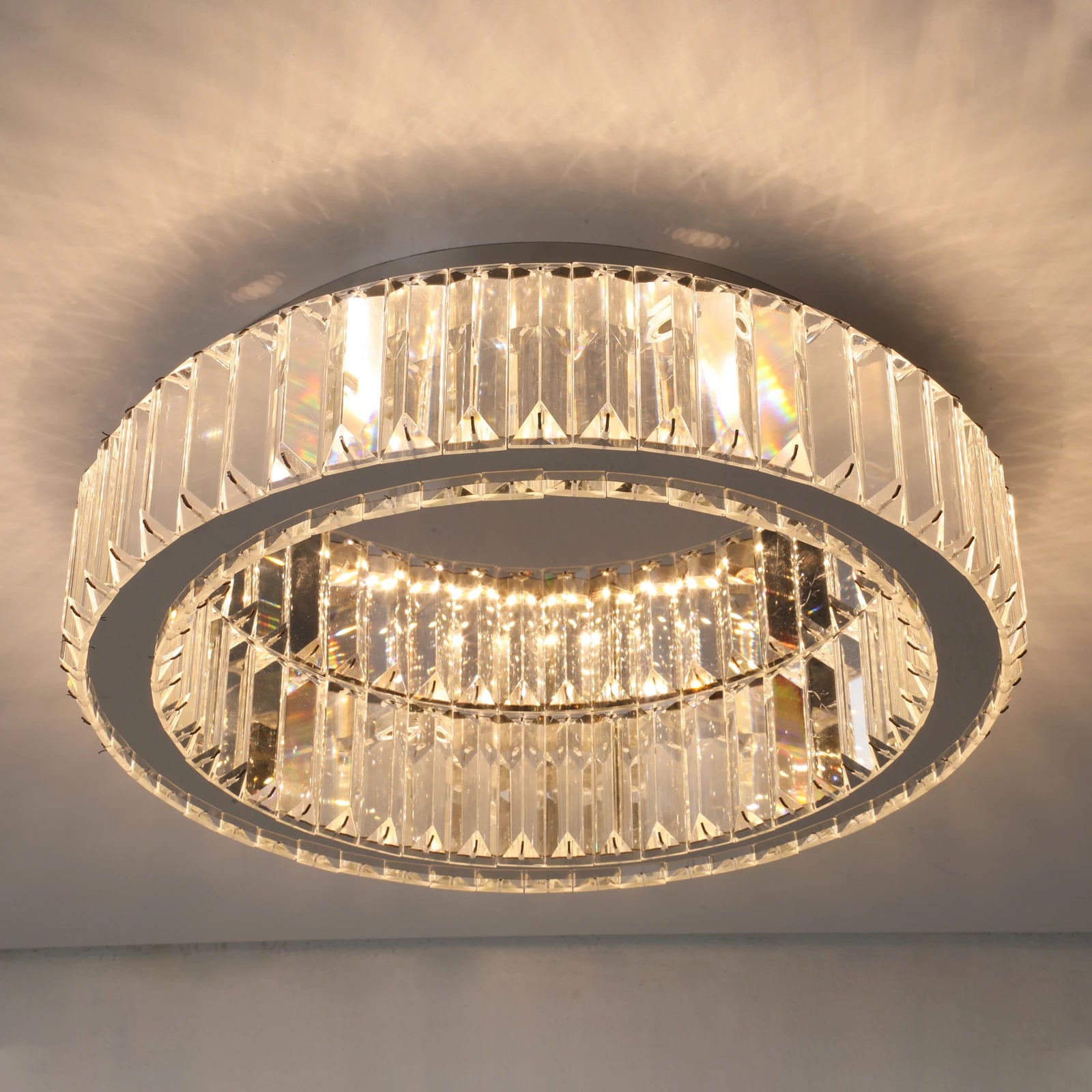Modern Double-Circle Crystal LED Chandelier