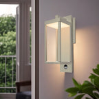 Outdoor Wall Light with Clear Glass Shade Motion Sensor Porch Lamp