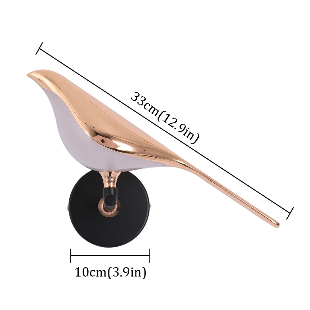 Creative Nordic Rotatable Bird Wall Light - Golden Crystal LED Sconce