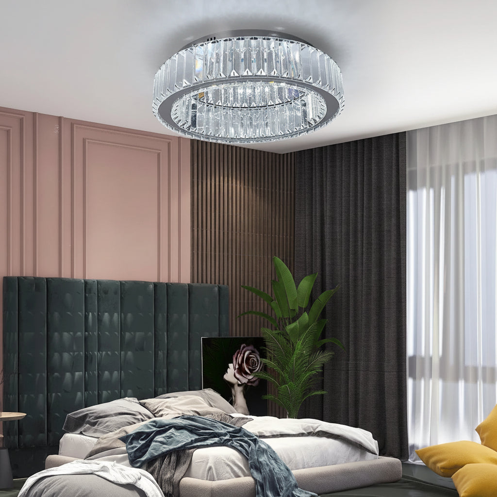 Modern Double-Circle Crystal LED Chandelier