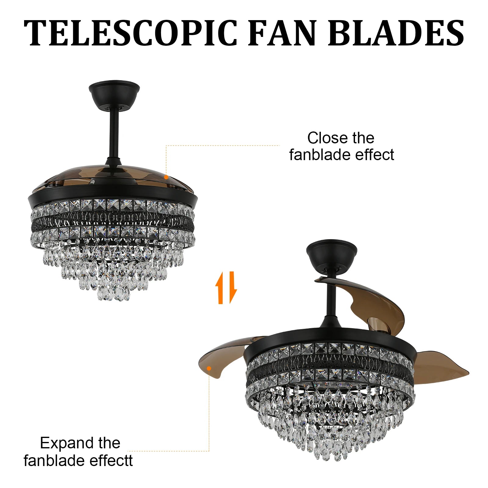 Luxury Gold Smart Ceiling Fan Chandelier - 42"