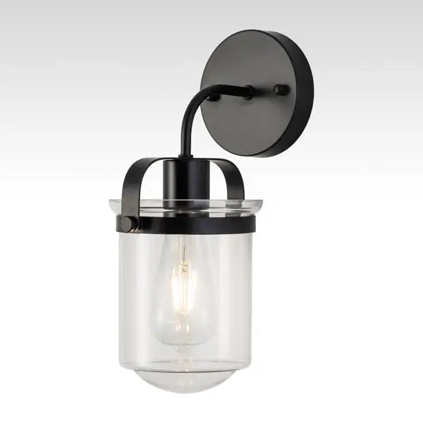 Modern Wall Sconce with Clear Cylindrical Glass Shade