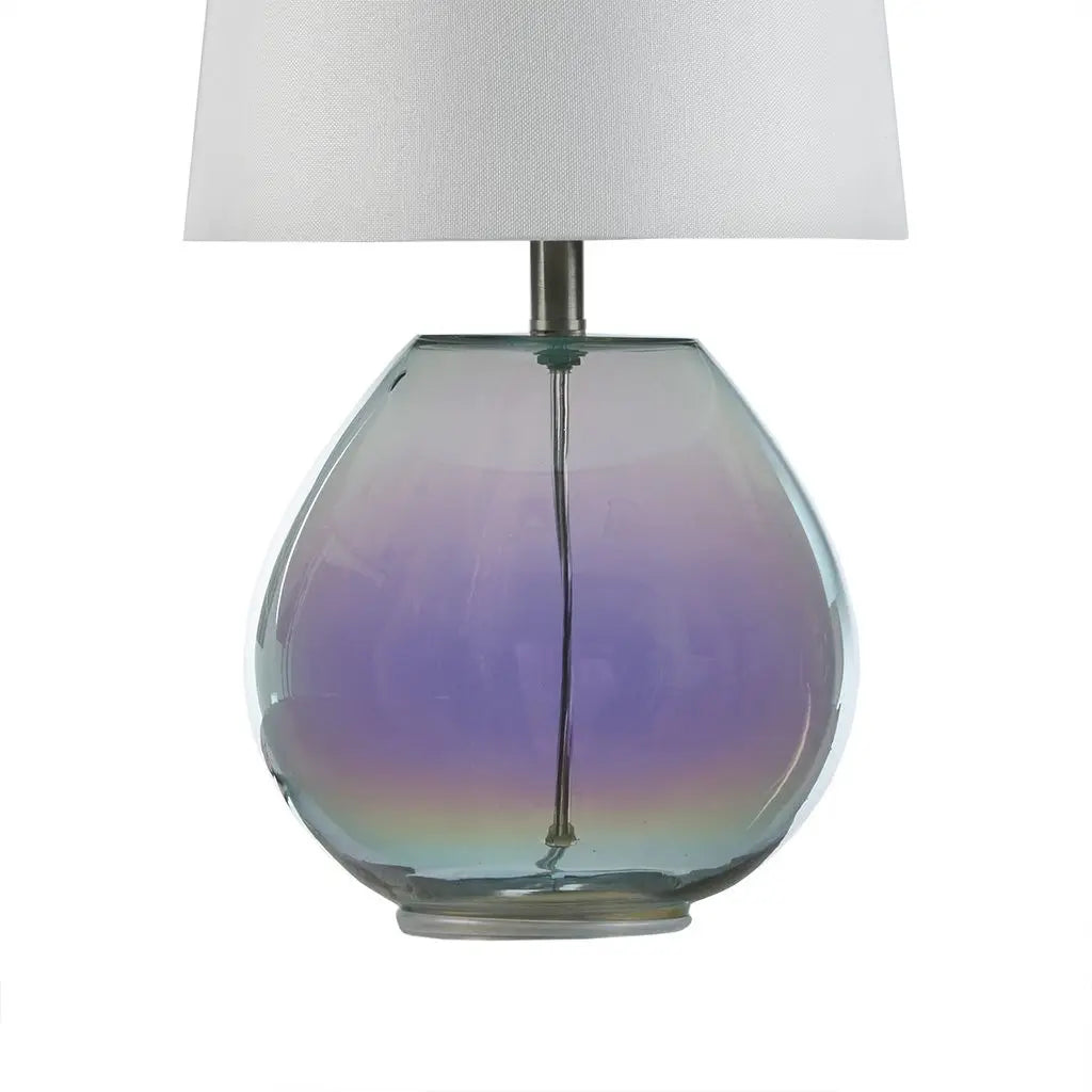 Ranier Iridescent Glass Table Lamp with Tapered Drum Shade