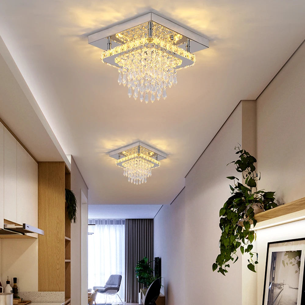 Modern Luxury Silver K9 Crystal Ceiling Lamp