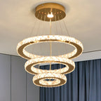 French Luxury 3-Ring Crystal Chandelier - Modern LED Light