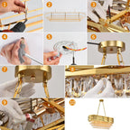 Gold Modern Crystal Chandelier - Luxury 8-Light Oval Ceiling Fixture