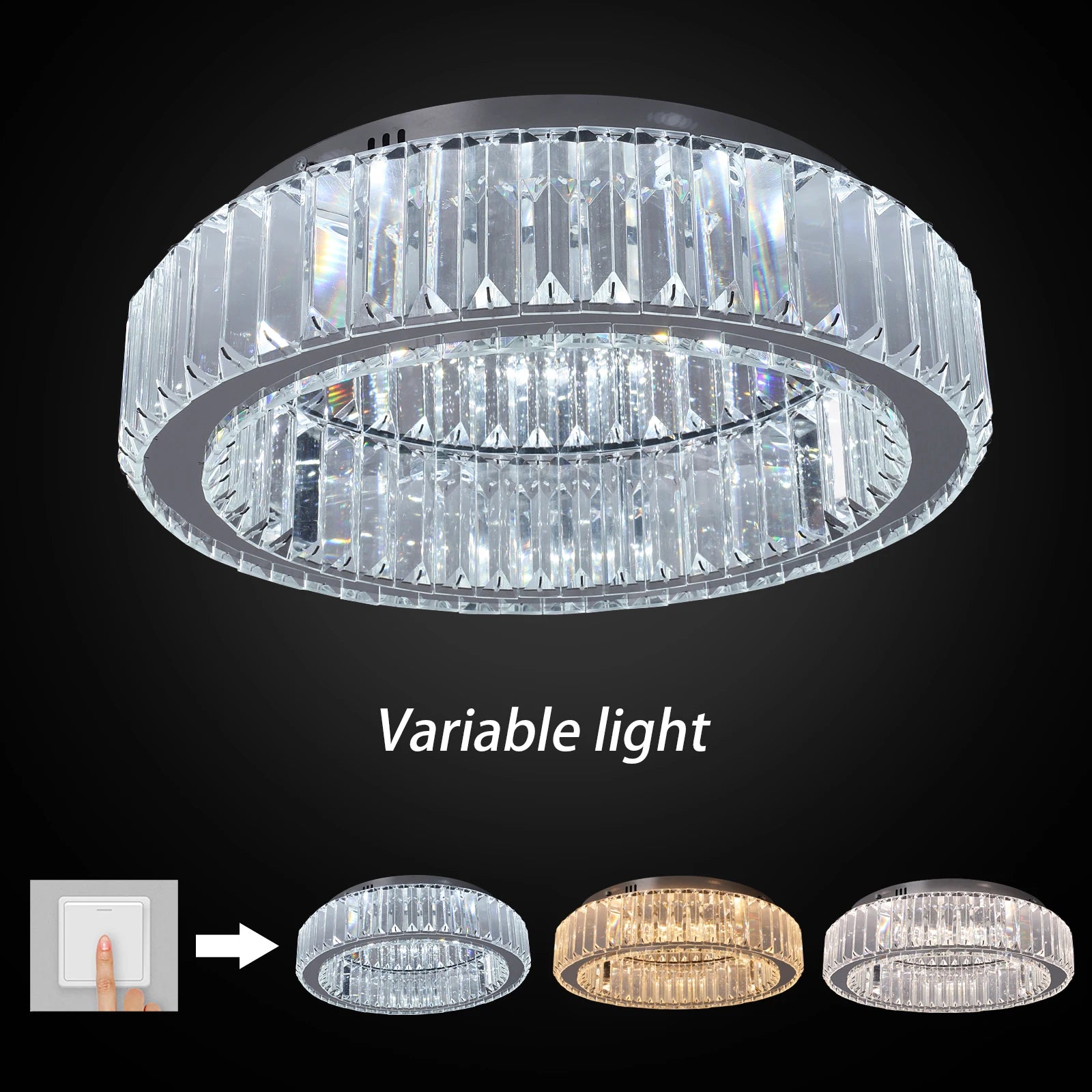 Modern Double-Circle Crystal LED Chandelier