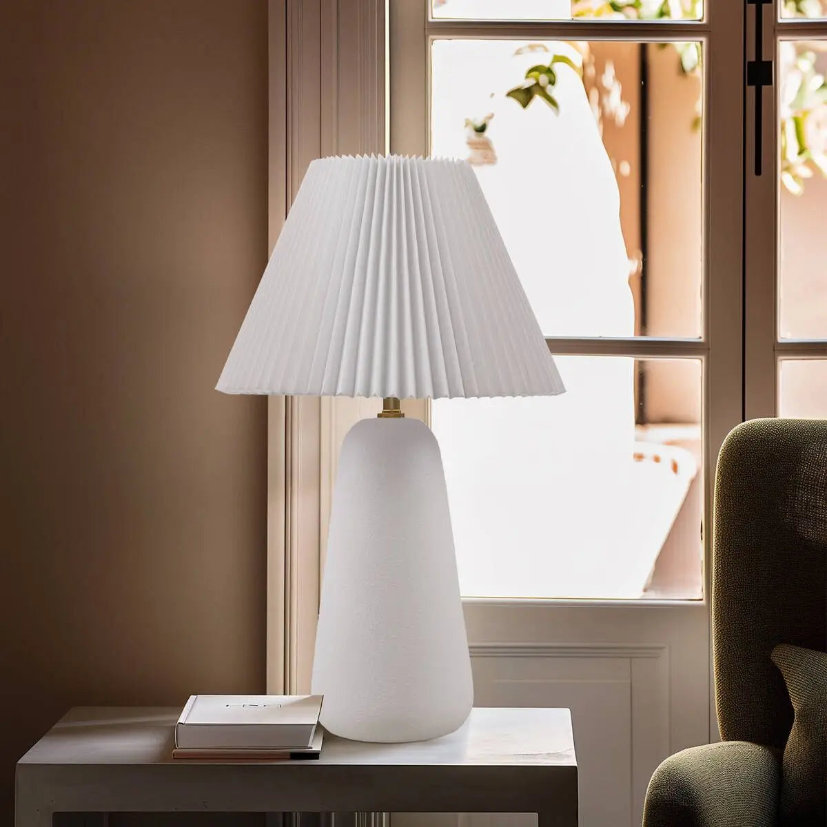 Modern Ceramic Table Lamp with Fluted Shade