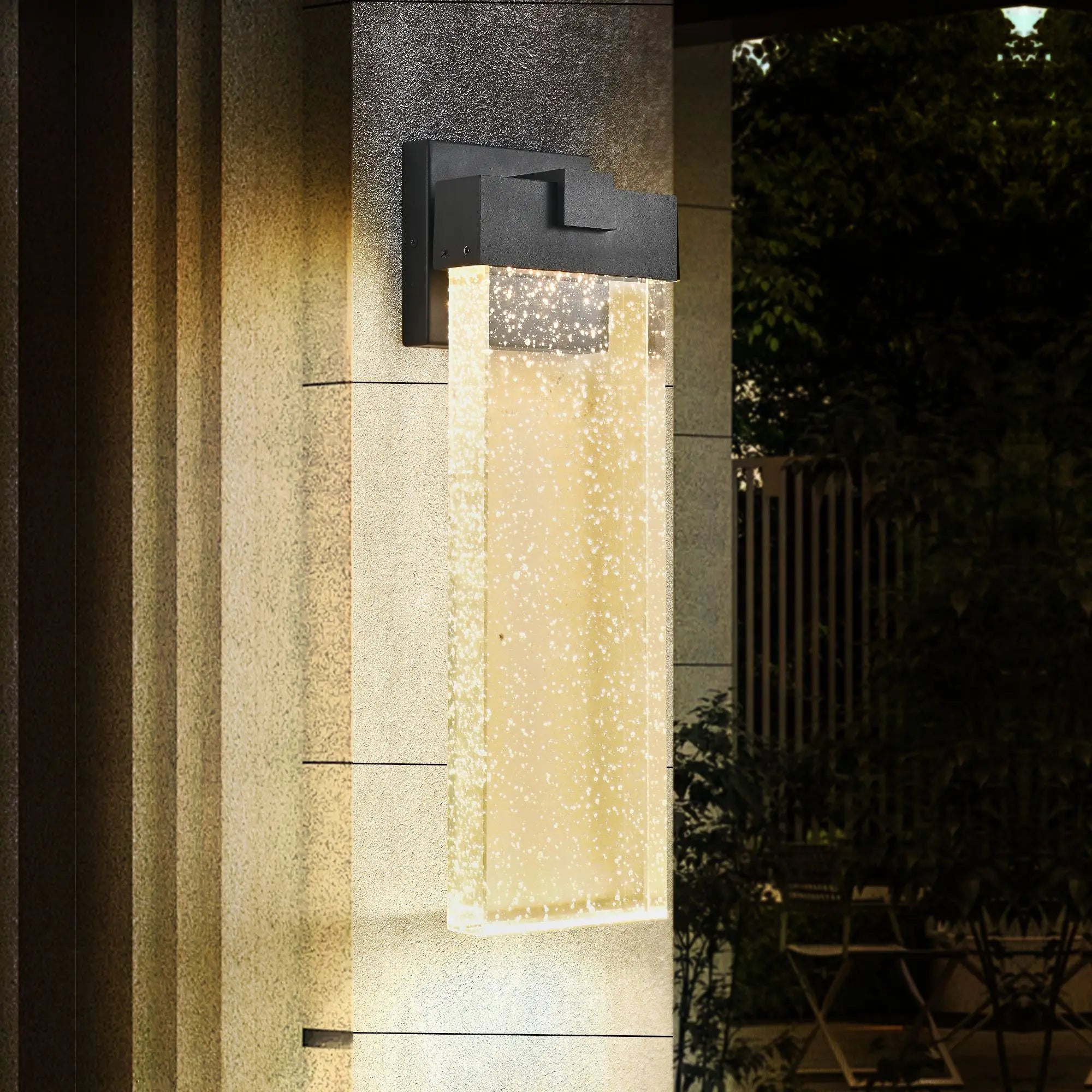 Opeloak 18" Modern Outdoor LED Wall Light | Bubble Crystal Sconce