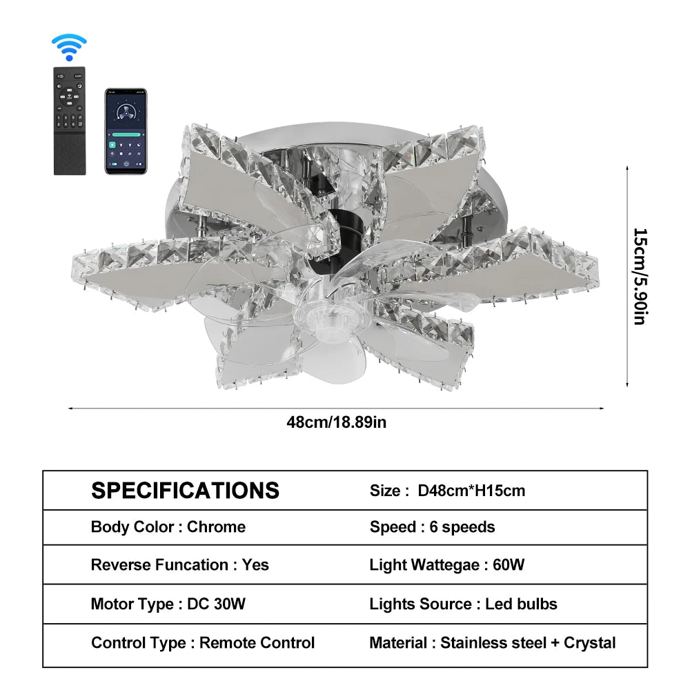 Modern Luxury Crystal Ceiling Fan Chandelier
