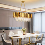 Modern Luxury Gold Crystal Chandelier - 32" Large 8-Light Pendant
