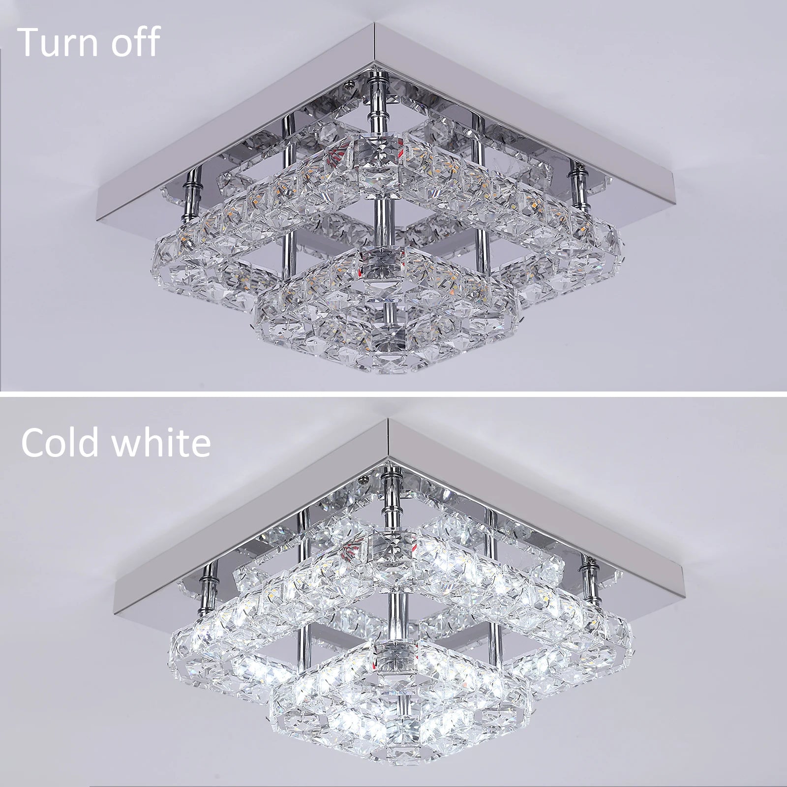 Luxury Square Crystal LED Ceiling Light