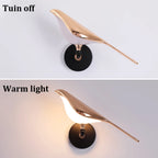 Creative Nordic Rotatable Bird Wall Light - Golden Crystal LED Sconce