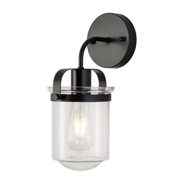 Modern Wall Sconce with Clear Cylindrical Glass Shade