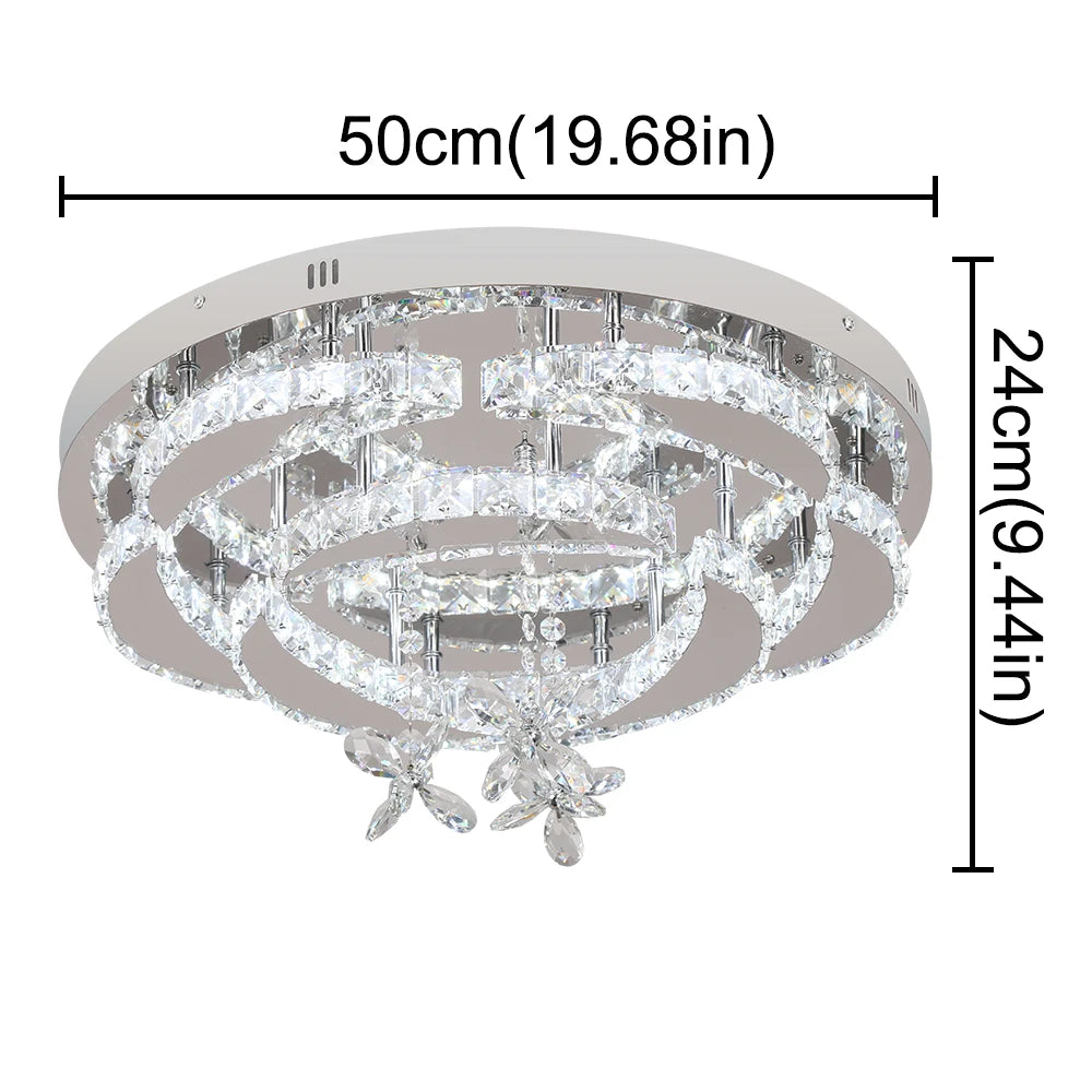 Luxury K9 Crystal Chandelier - Modern Dimmable LED Flush Mount