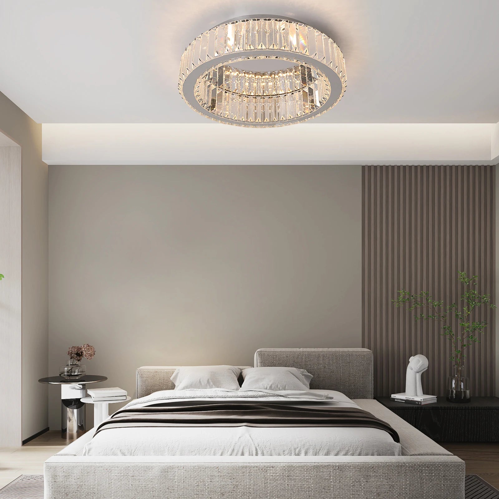 Modern Double-Circle Crystal LED Chandelier