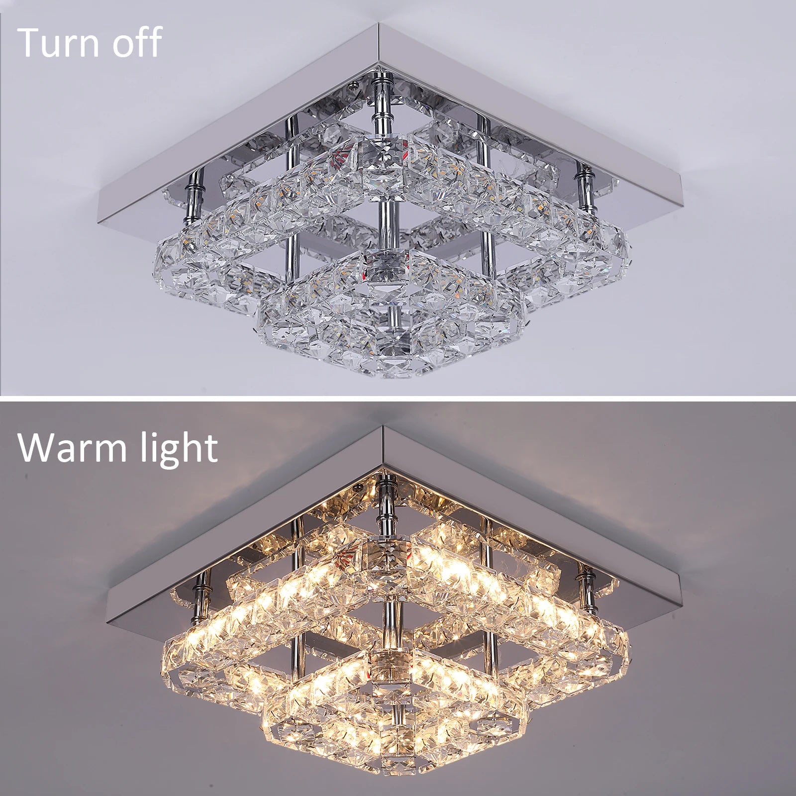 Luxury Square Crystal LED Ceiling Light