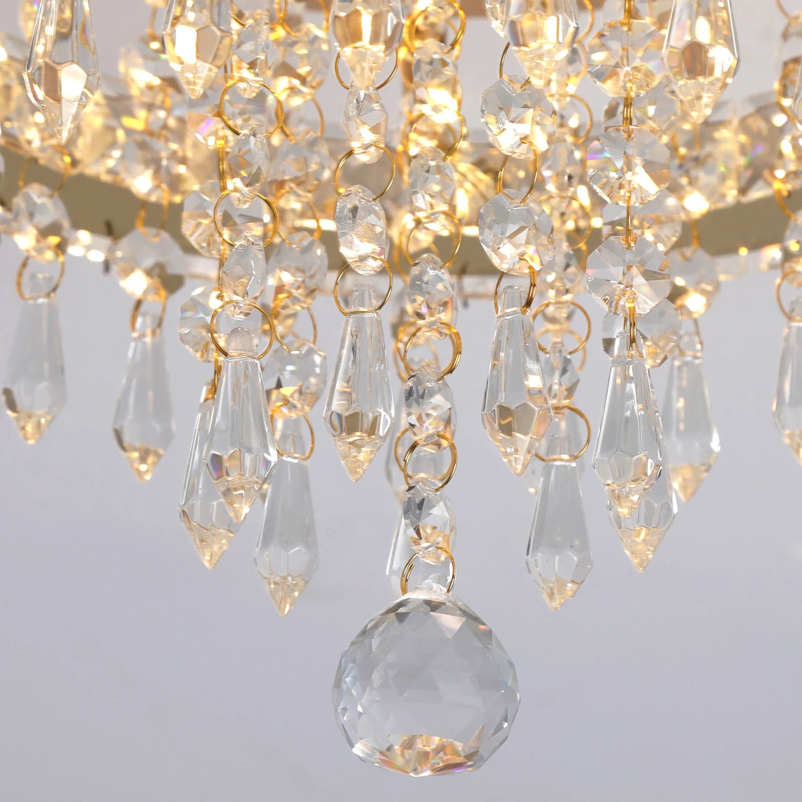 Luxury Gold Crystal Chandelier - Modern LED Bedroom Light