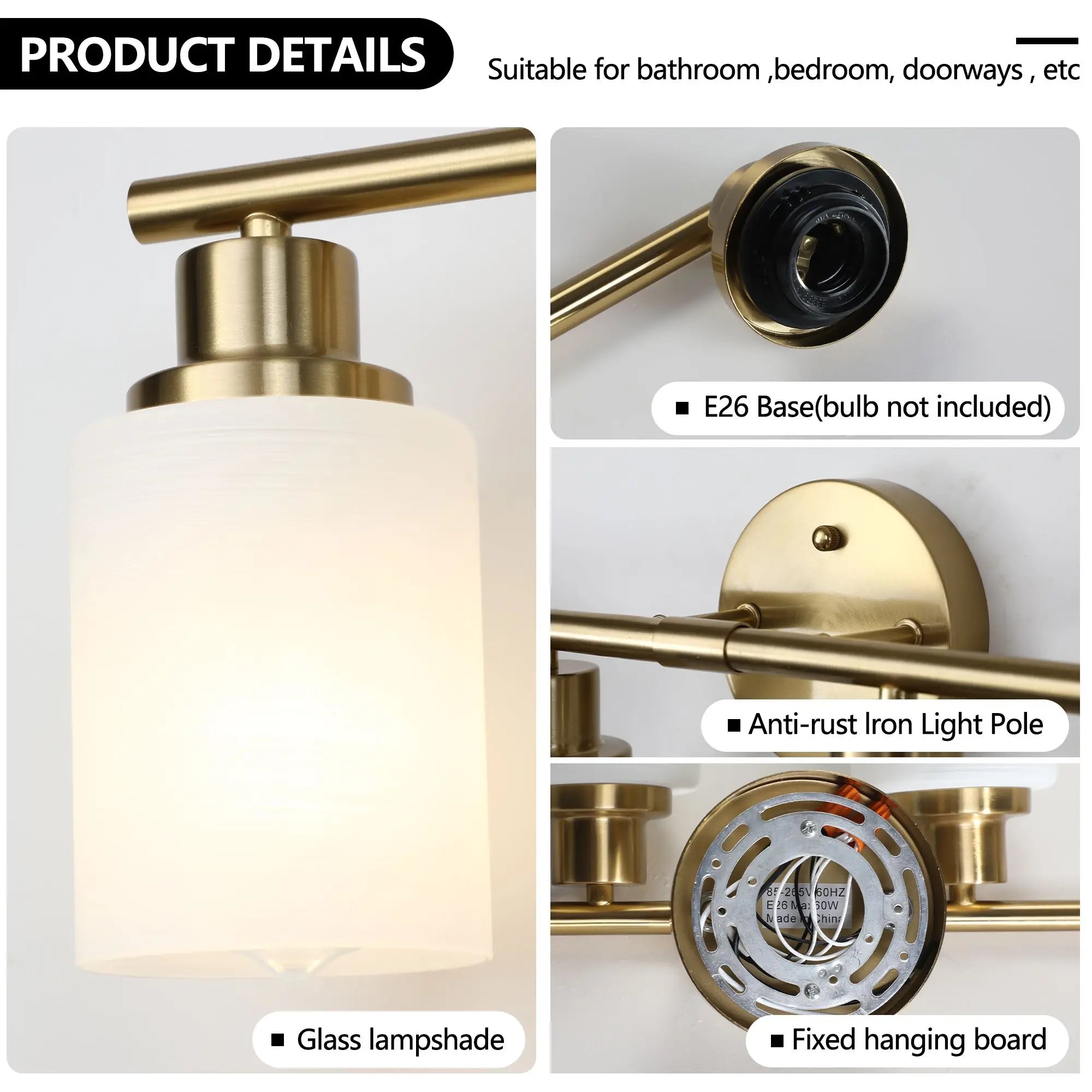4-Light Modern Golden Vanity Sconce | 24" Bathroom Wall Light