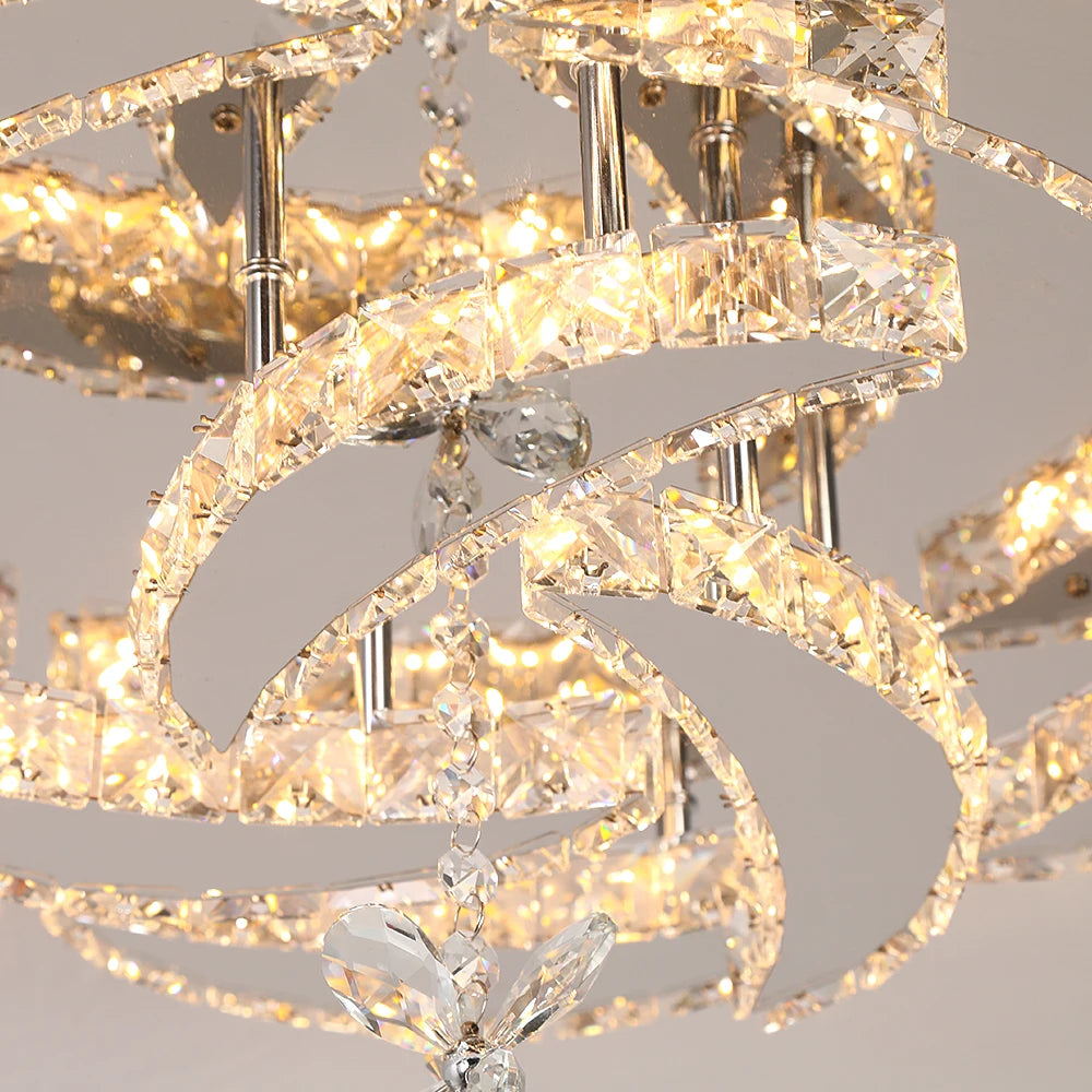Luxury K9 Crystal Chandelier - Modern Dimmable LED Flush Mount