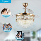 Luxury Gold Smart Ceiling Fan Chandelier - 42"