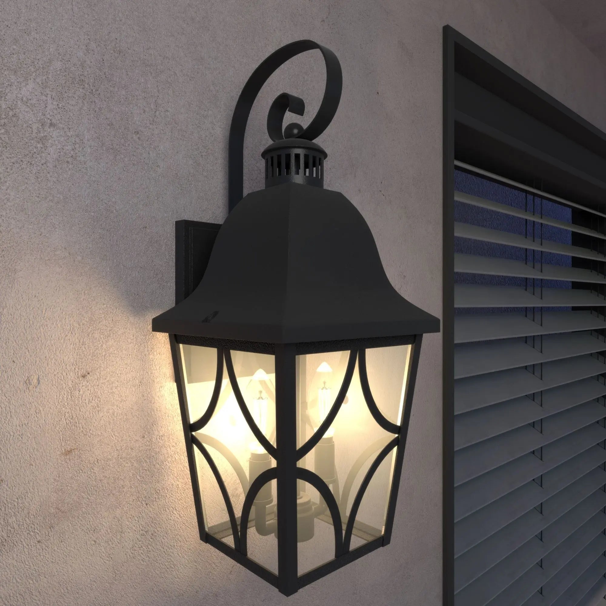 Matte Black Outdoor Wall Lantern - Waterproof Exterior Sconce