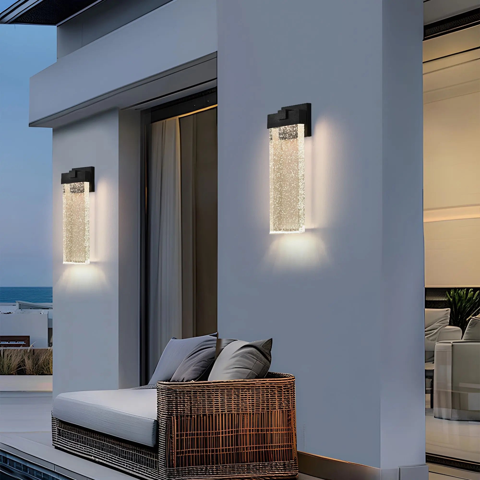 Opeloak 18" Modern Outdoor LED Wall Light | Bubble Crystal Sconce