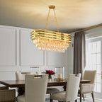 Gold Modern Crystal Chandelier - Luxury 8-Light Oval Ceiling Fixture