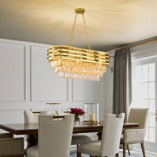 Gold Modern Crystal Chandelier - Luxury 8-Light Oval Ceiling Fixture