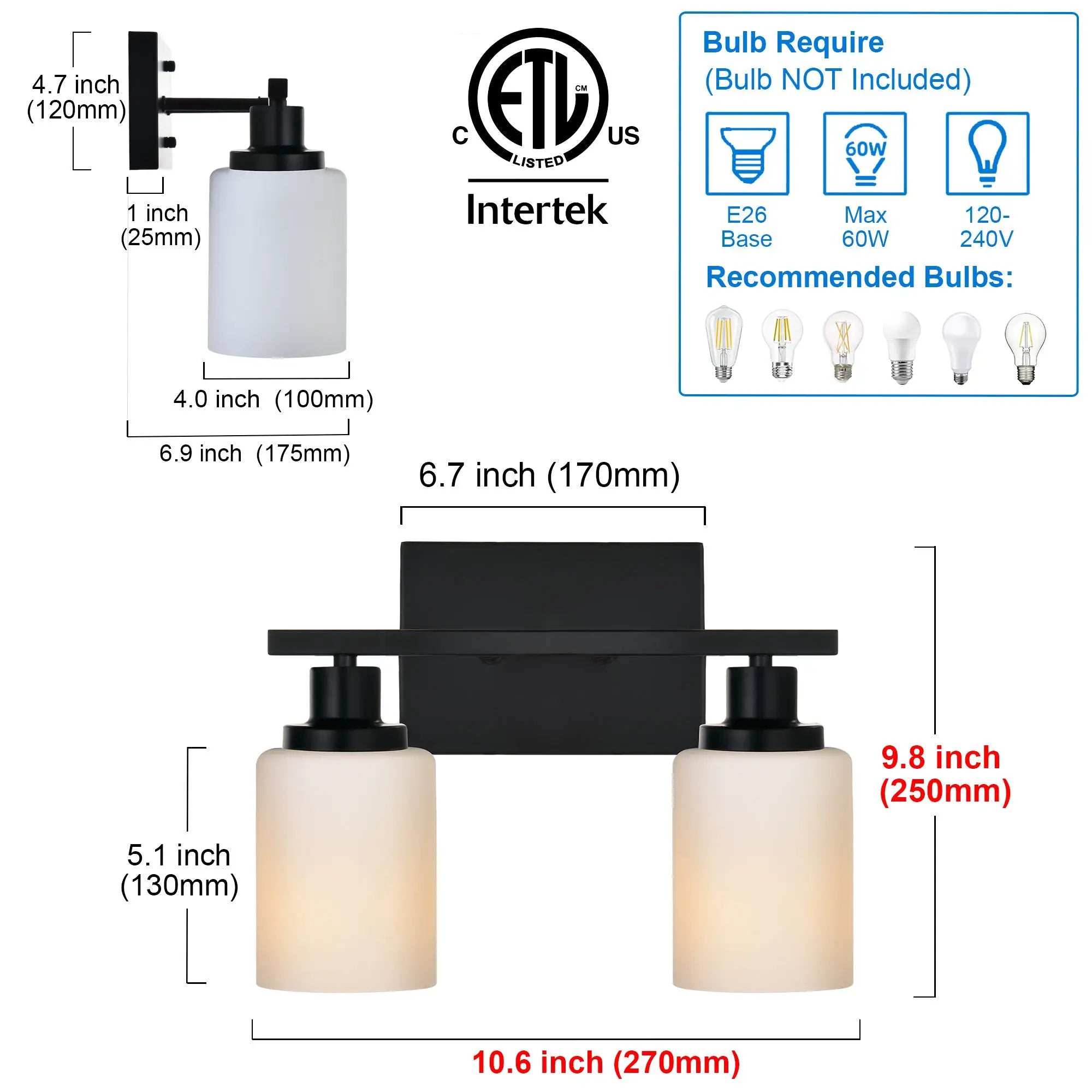 Opeloak Modern Bathroom Vanity Light