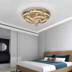Luxury K9 Crystal Chandelier - Modern Dimmable LED Flush Mount