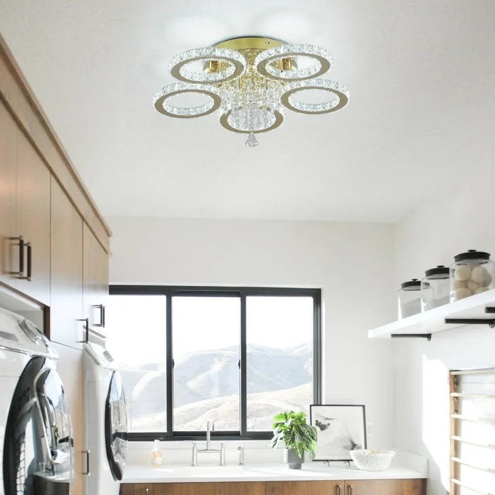Luxury Gold Crystal Chandelier - Modern LED Bedroom Light