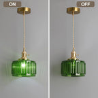 Retro Green Glass Crystal Pendant Light