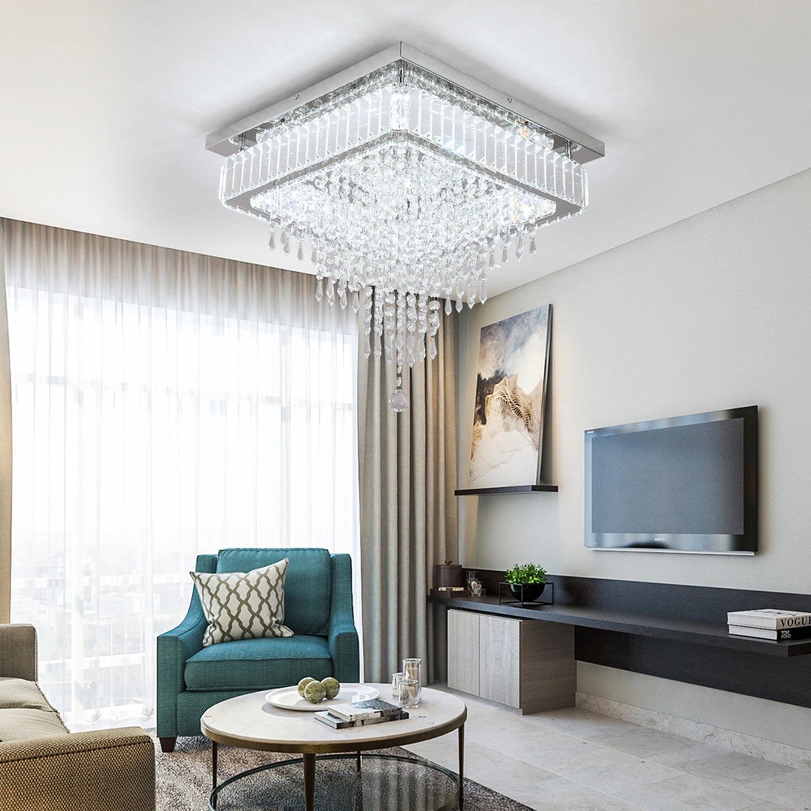 Luxury Rain Drop Crystal LED Pendant Light
