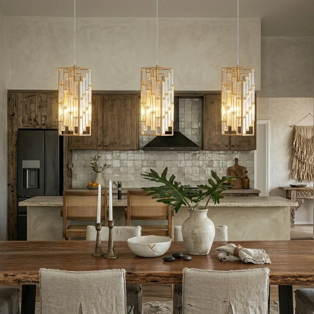 Modern Adjustable Crystal Pendant Light 3-Pack