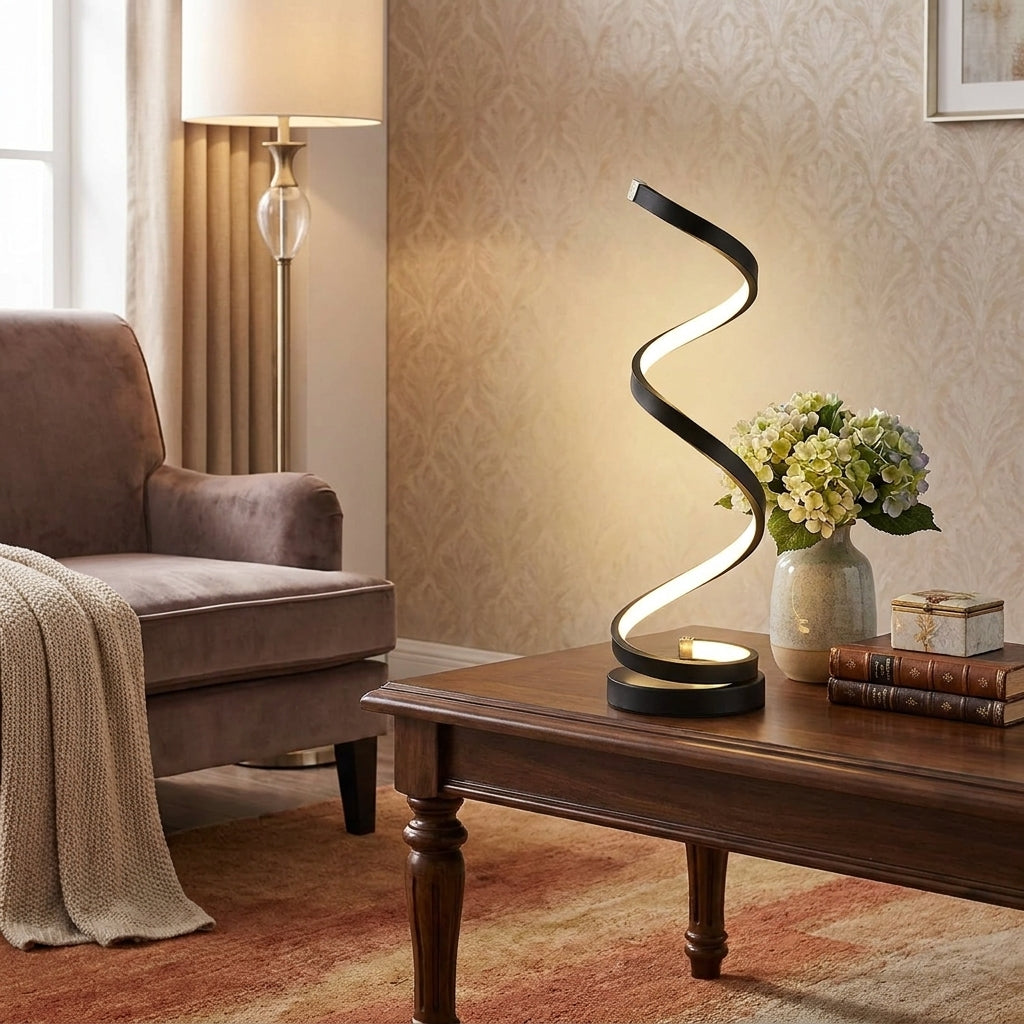 Opeloak Modern Twisted LED Spiral Decorative Table Lamp