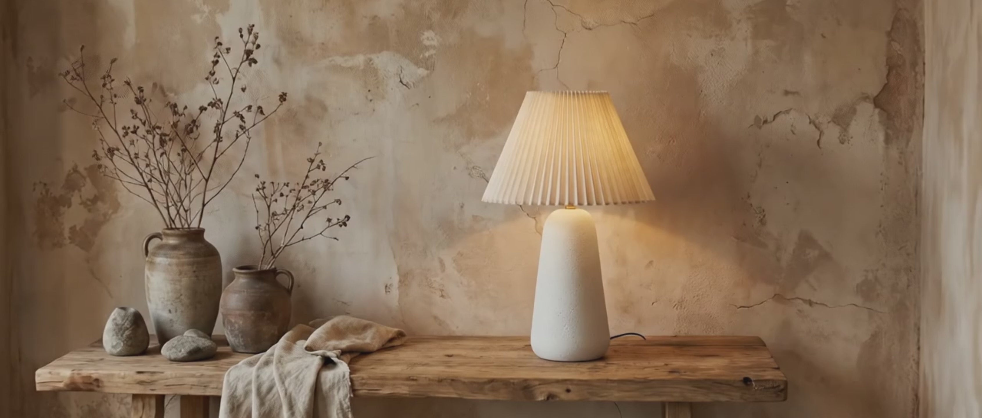 Modern Ceramic Table Lamp with Fluted Shade